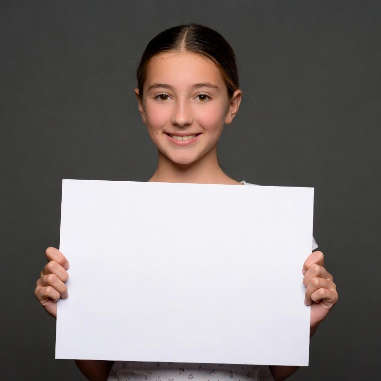 Girl holding blank sign Girl holding blank sign