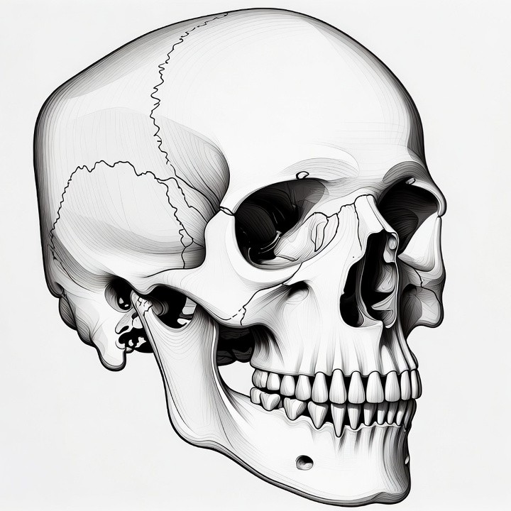 Detailed Black and White Human Skull Detailed Black and White Human Skull