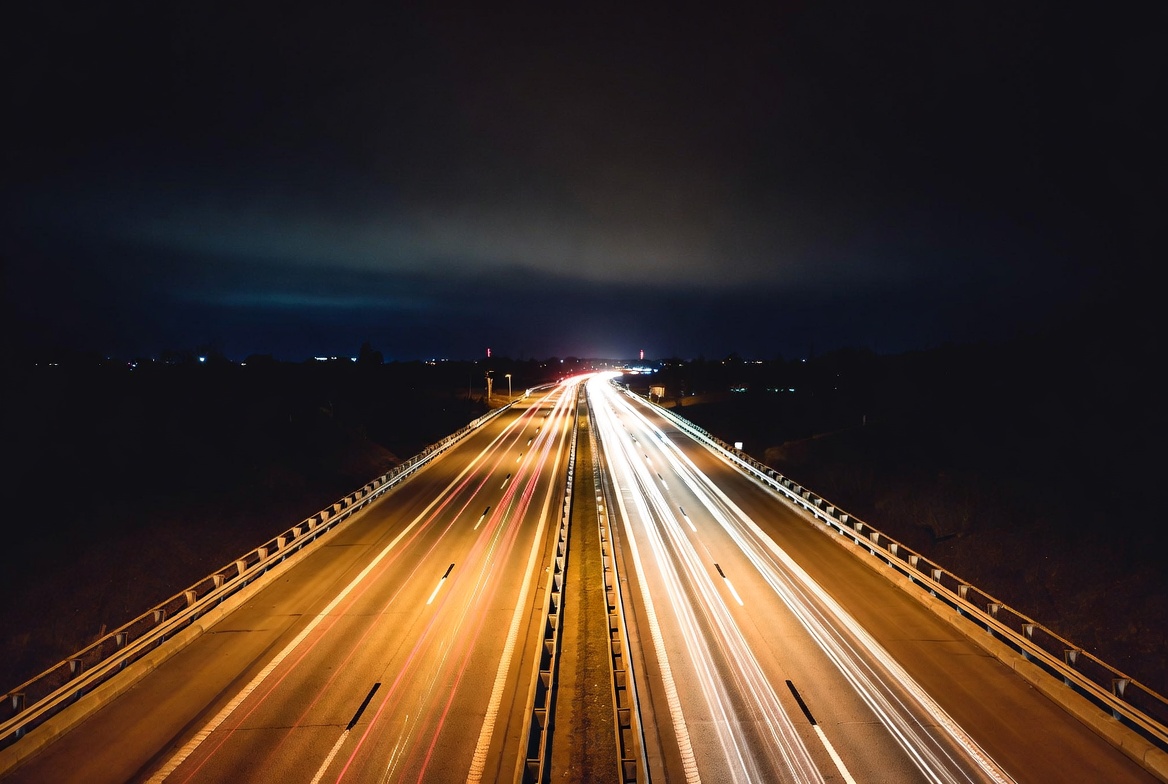 Highway Traffic Light Trails at Night Highway Traffic Light Trails at Night