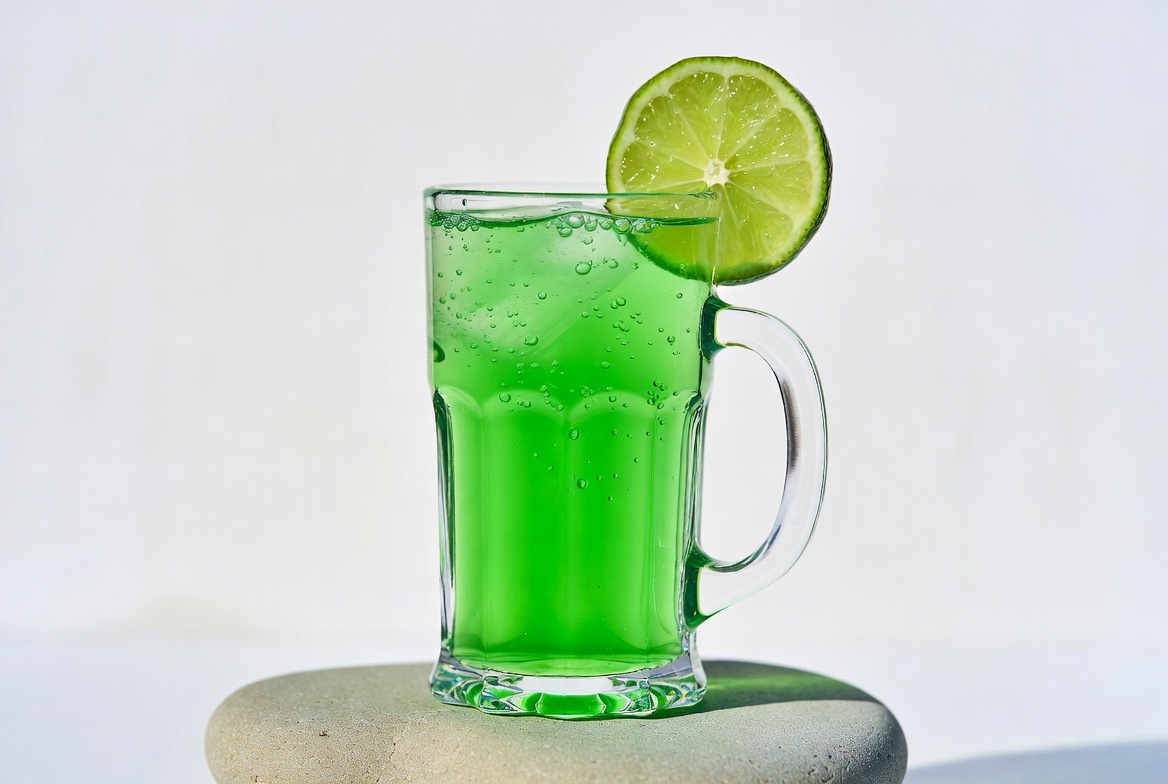 Green Lime Soda in Glass Green Lime Soda in Glass