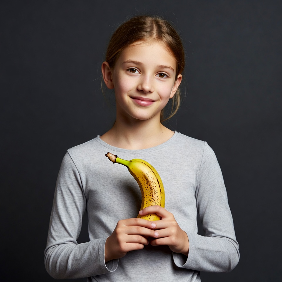 Girl holding yellow banana Girl holding yellow banana