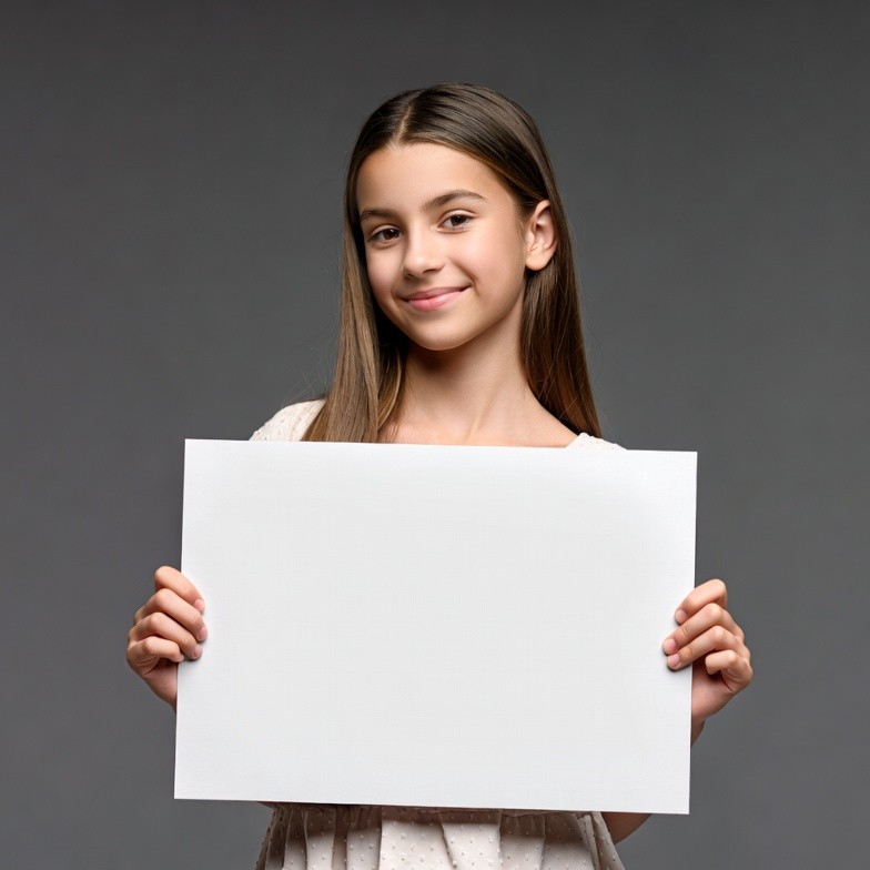 Girl holding blank sign Girl holding blank sign