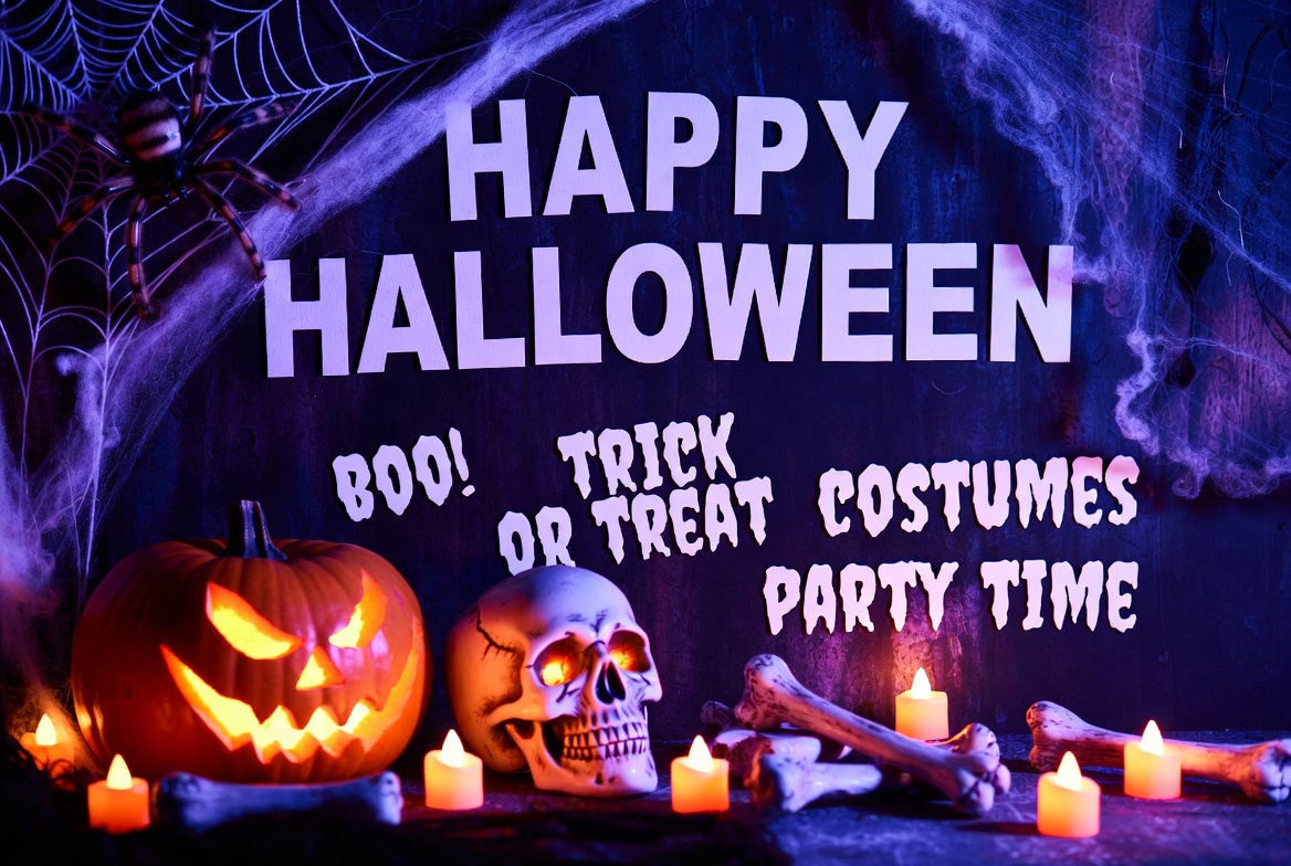 Happy Halloween Pumpkin Skull Banner Happy Halloween Pumpkin Skull Banner