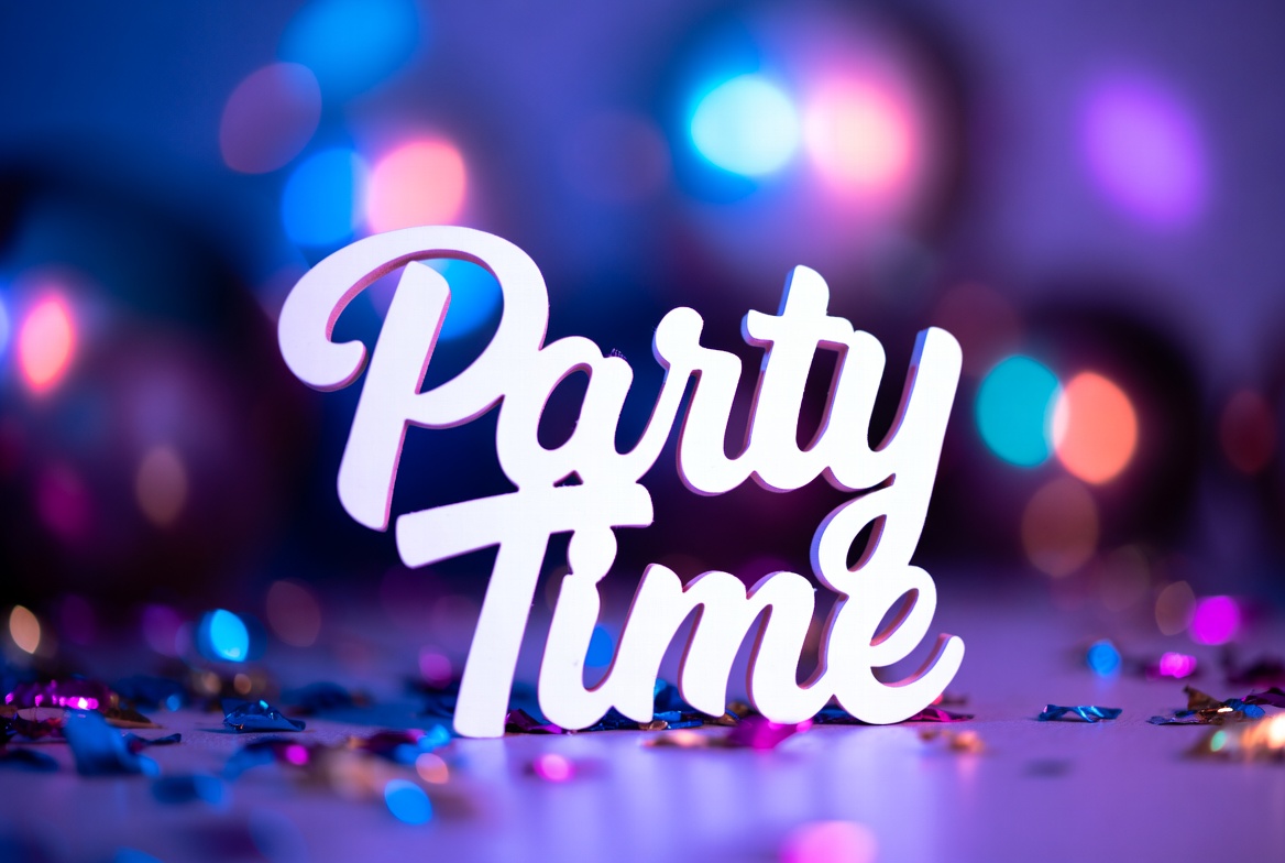 Party Time Text with Confetti Party Time Text with Confetti