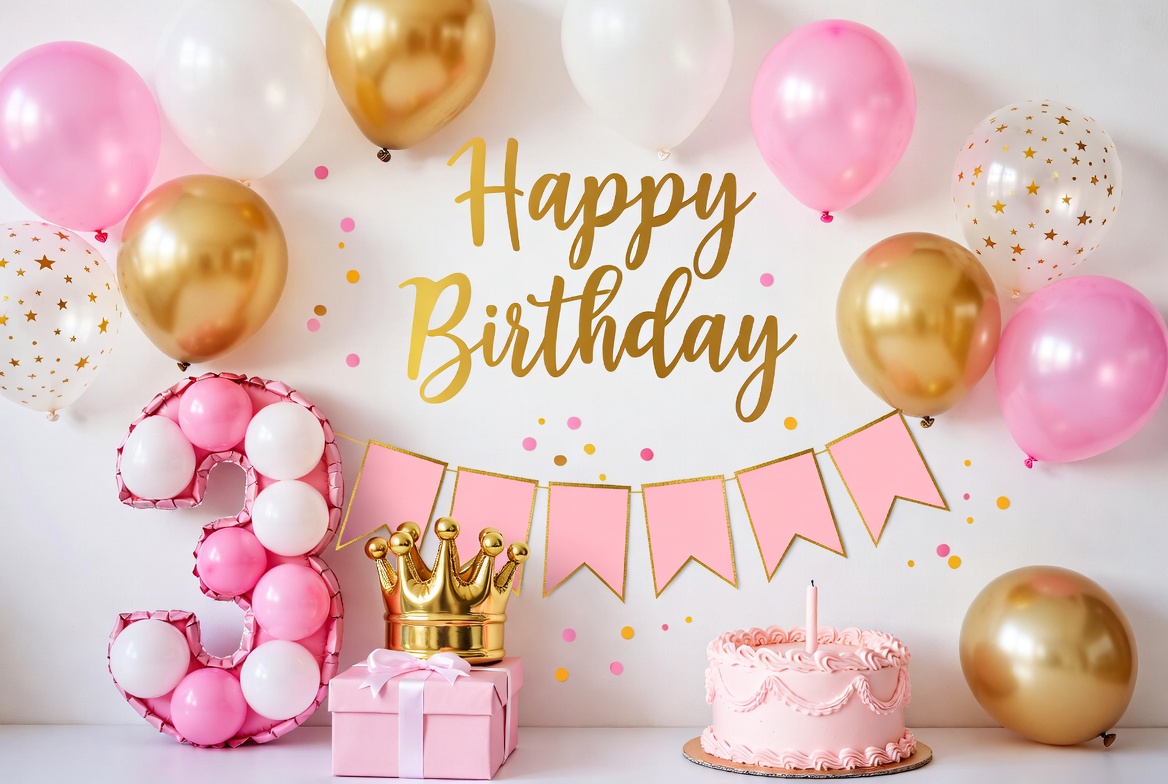 Pink 3rd Birthday Cake Balloons Pink 3rd Birthday Cake Balloons