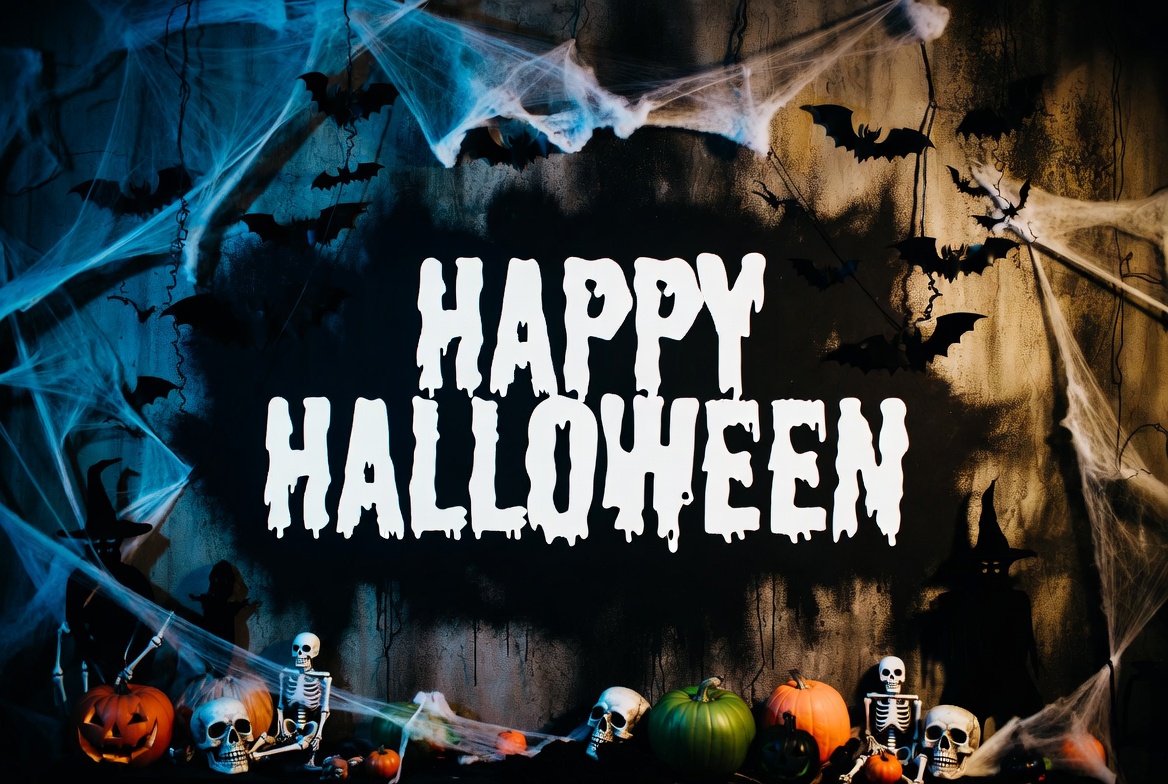 Happy Halloween with Skeletons and Pumpkins Happy Halloween with Skeletons and Pumpkins