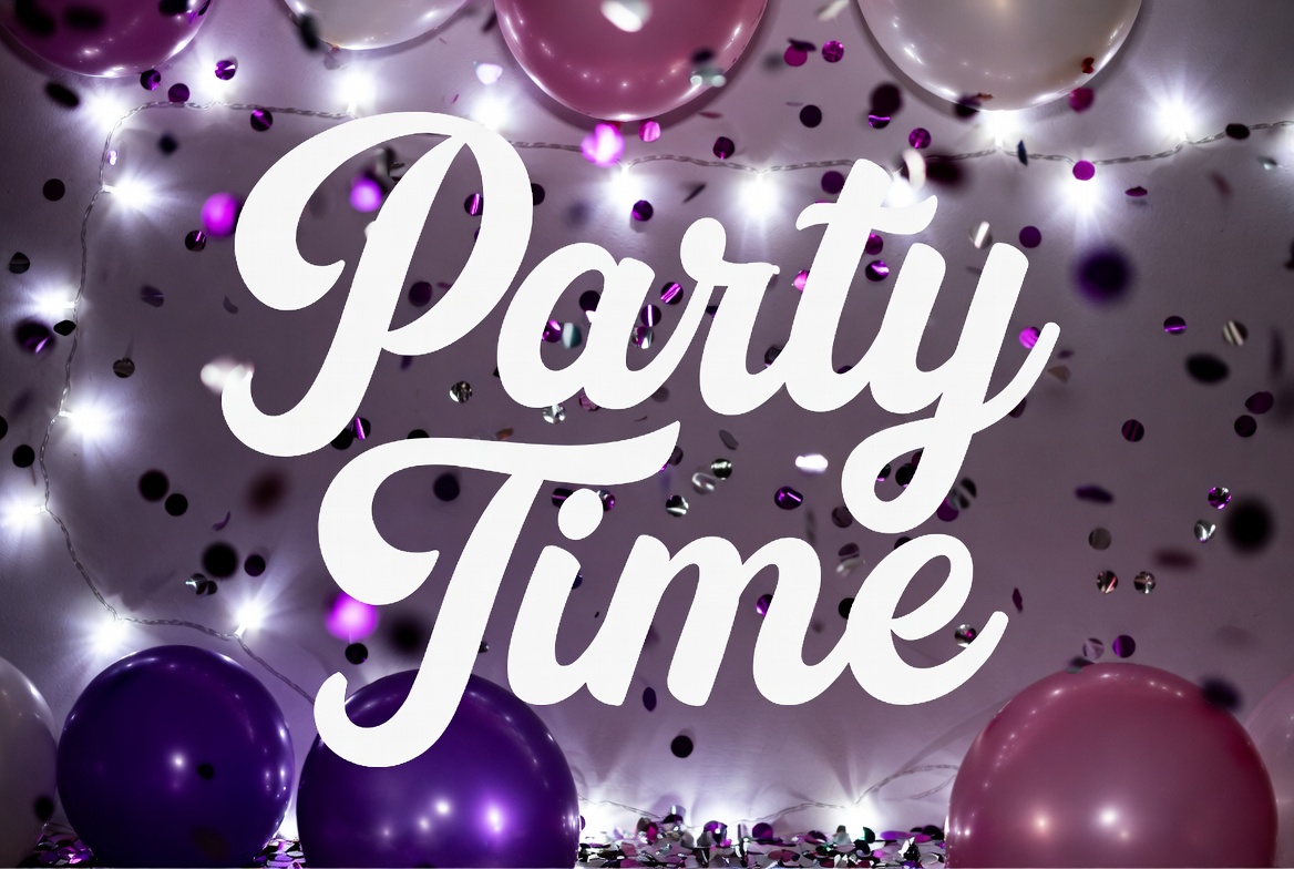 Party Time Text with Balloons Party Time Text with Balloons