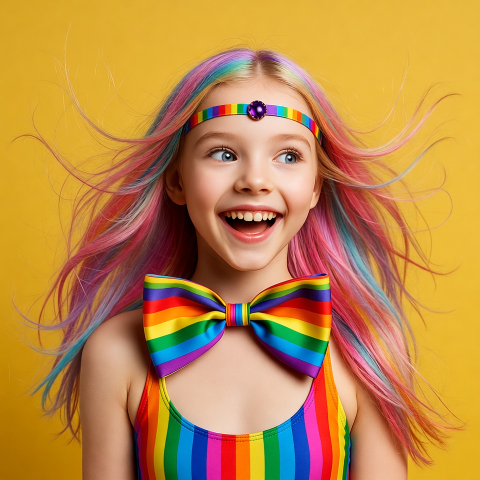 Girl with rainbow hair and bowtie Girl with rainbow hair and bowtie