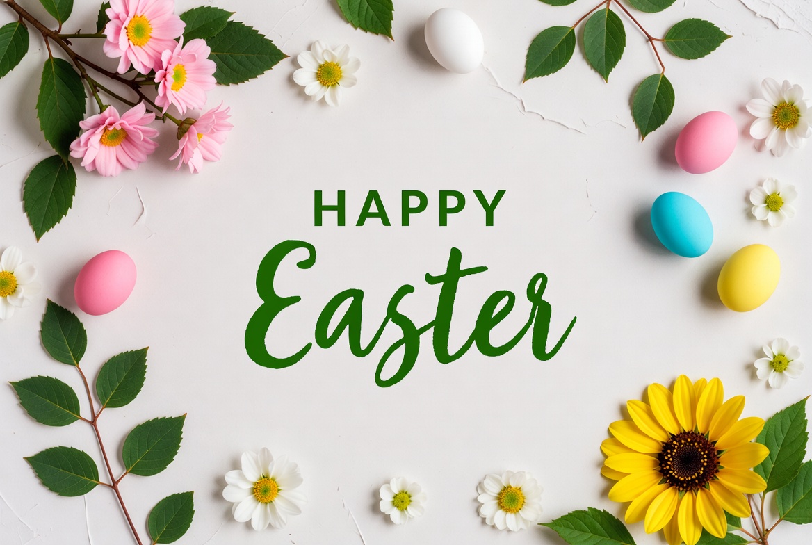 Happy Easter Flowers Eggs Happy Easter Flowers Eggs