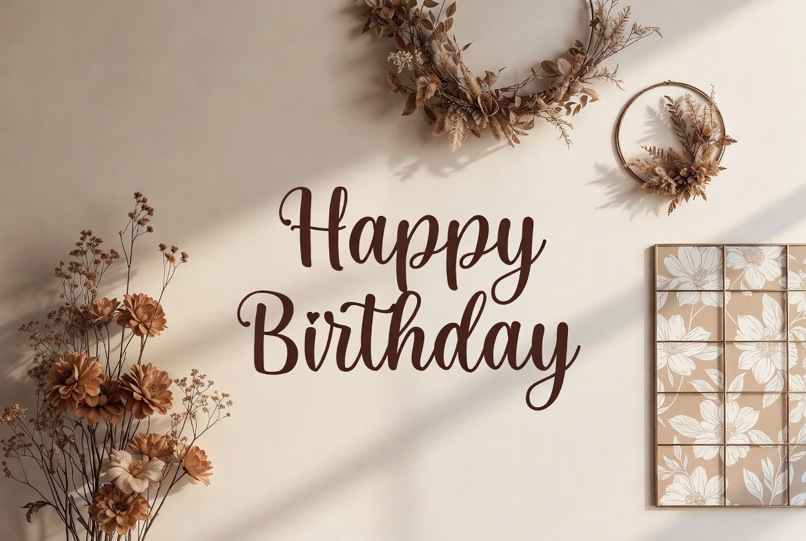 Happy Birthday with Dried Flowers Happy Birthday with Dried Flowers