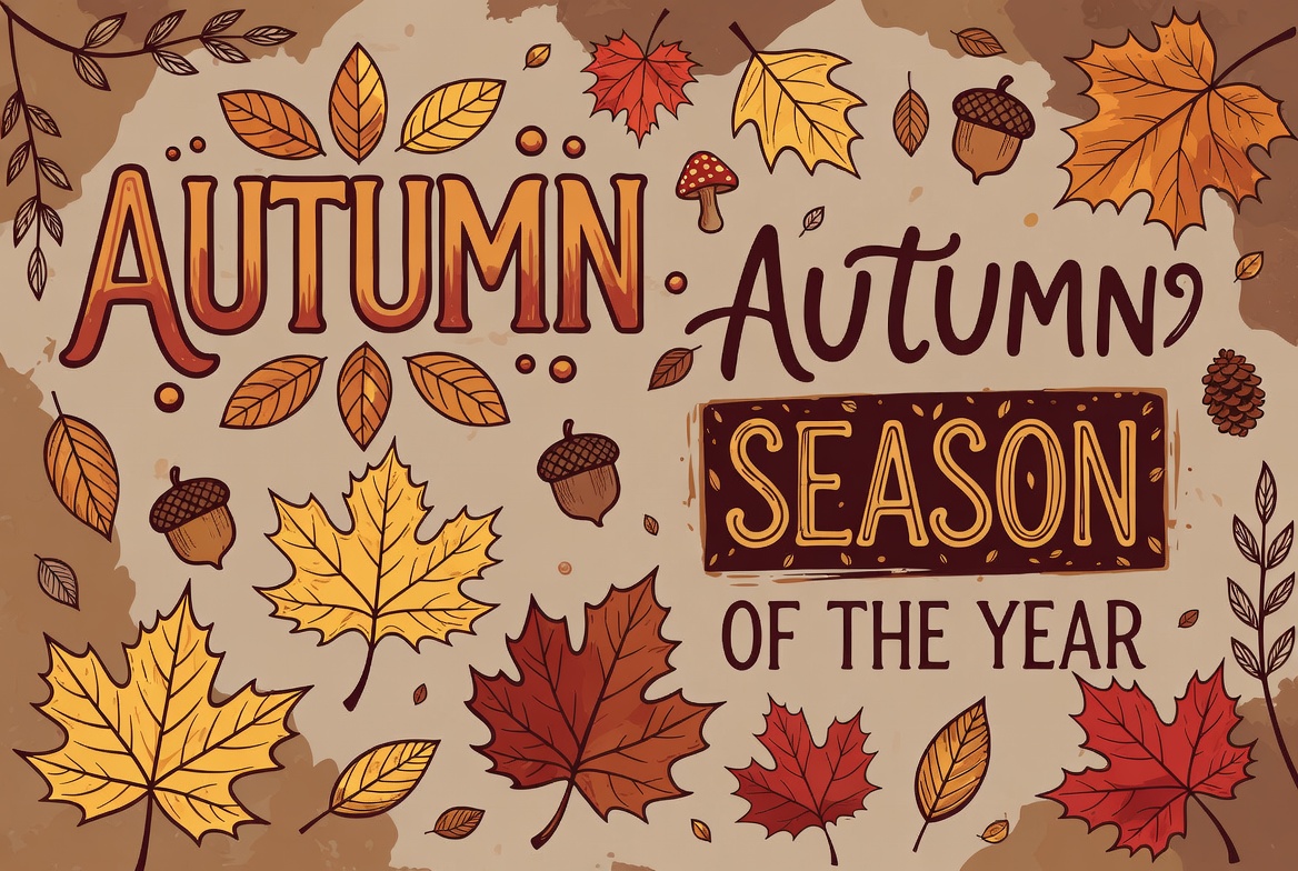 Autumn Season Illustration with Leaves Autumn Season Illustration with Leaves