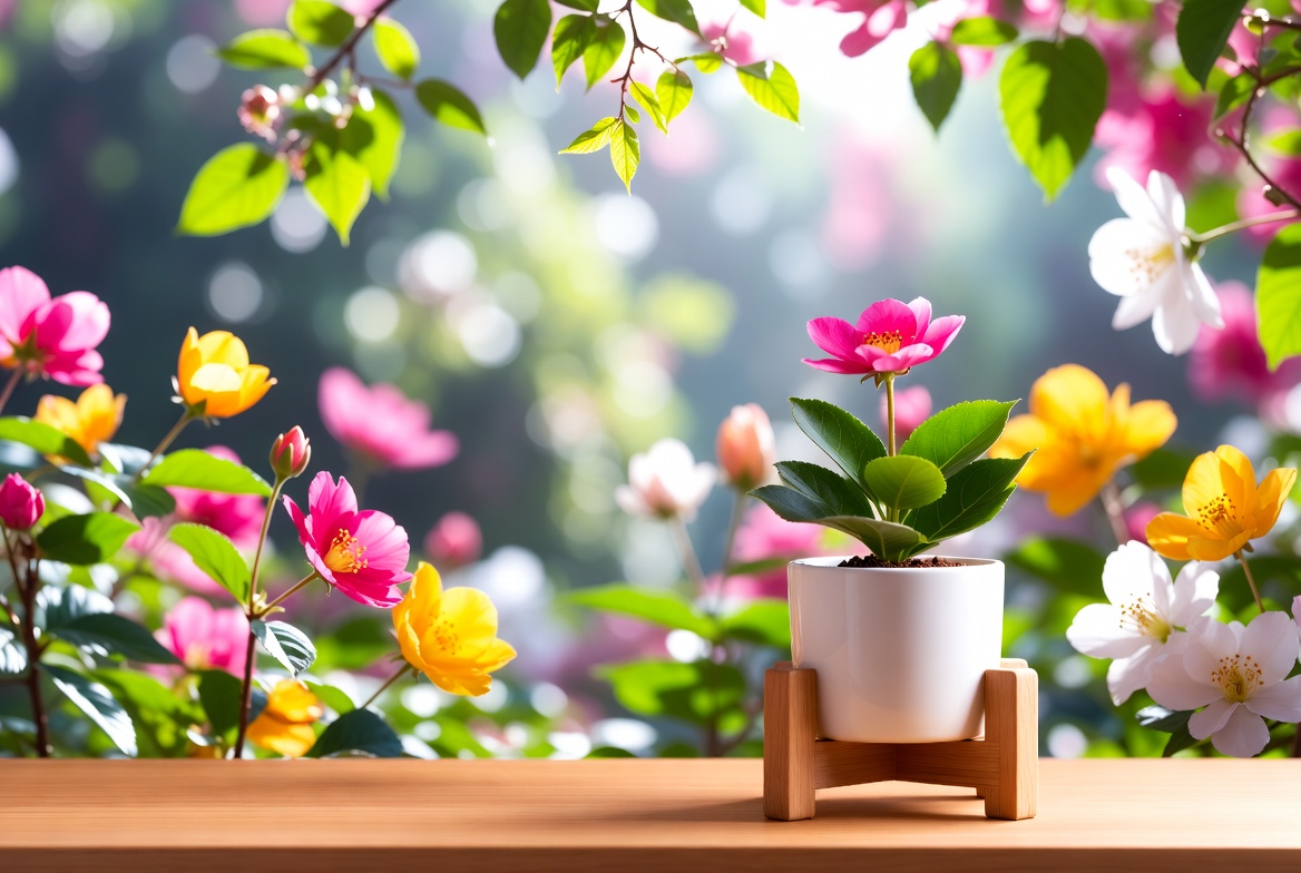 Potted Succulent with Colorful Flowers Potted Succulent with Colorful Flowers