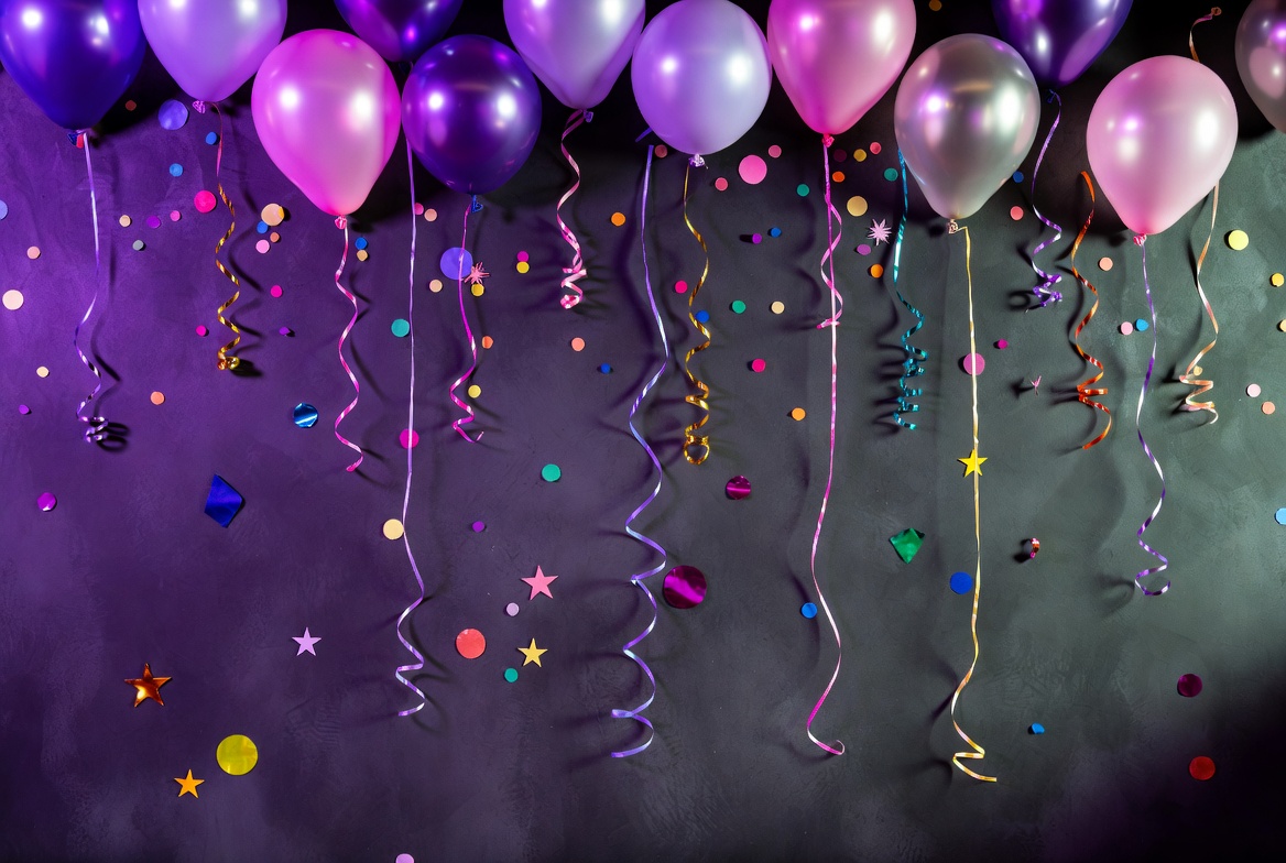 Purple Pink Balloons with Confetti Purple Pink Balloons with Confetti