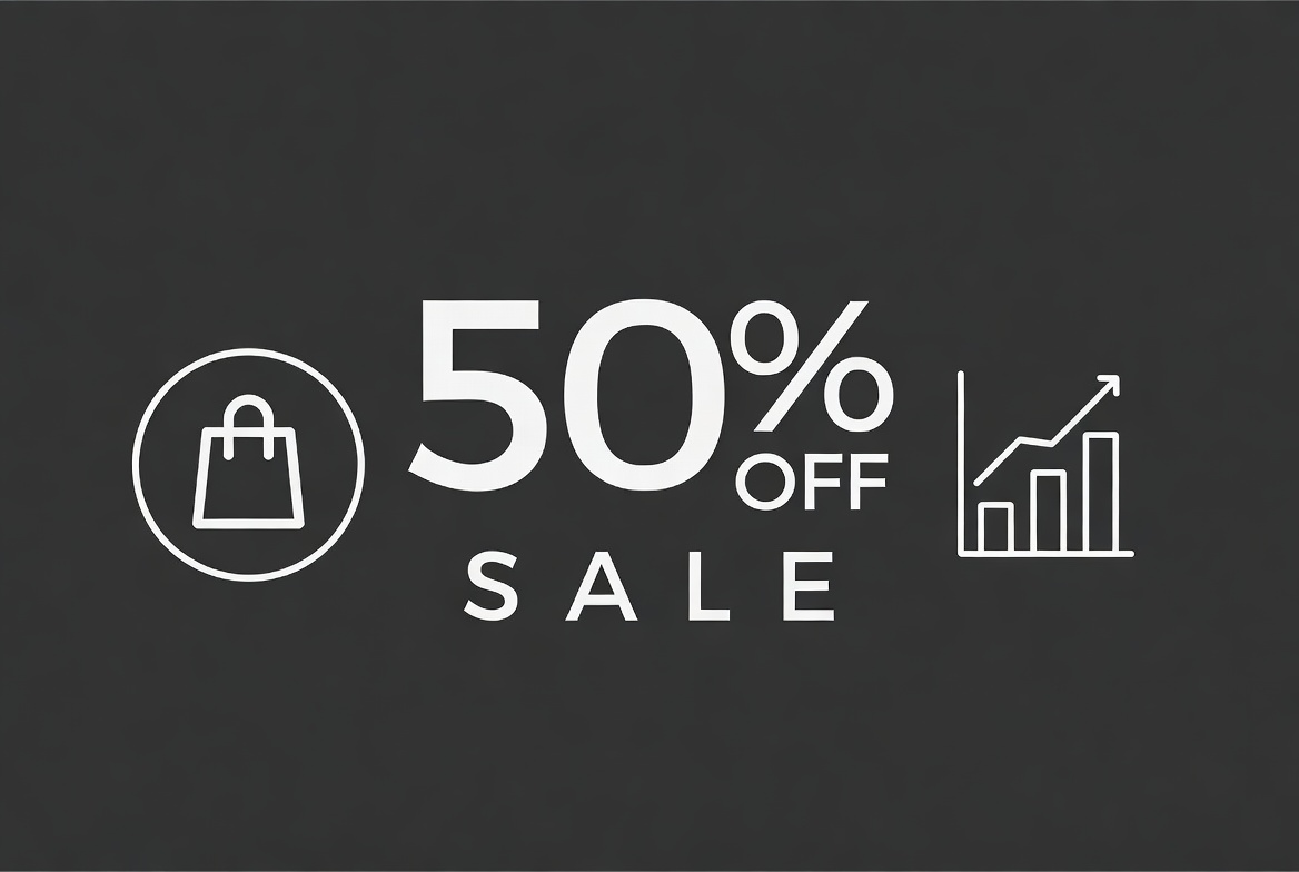 50% Off Sale with Shopping Cart 50% Off Sale with Shopping Cart