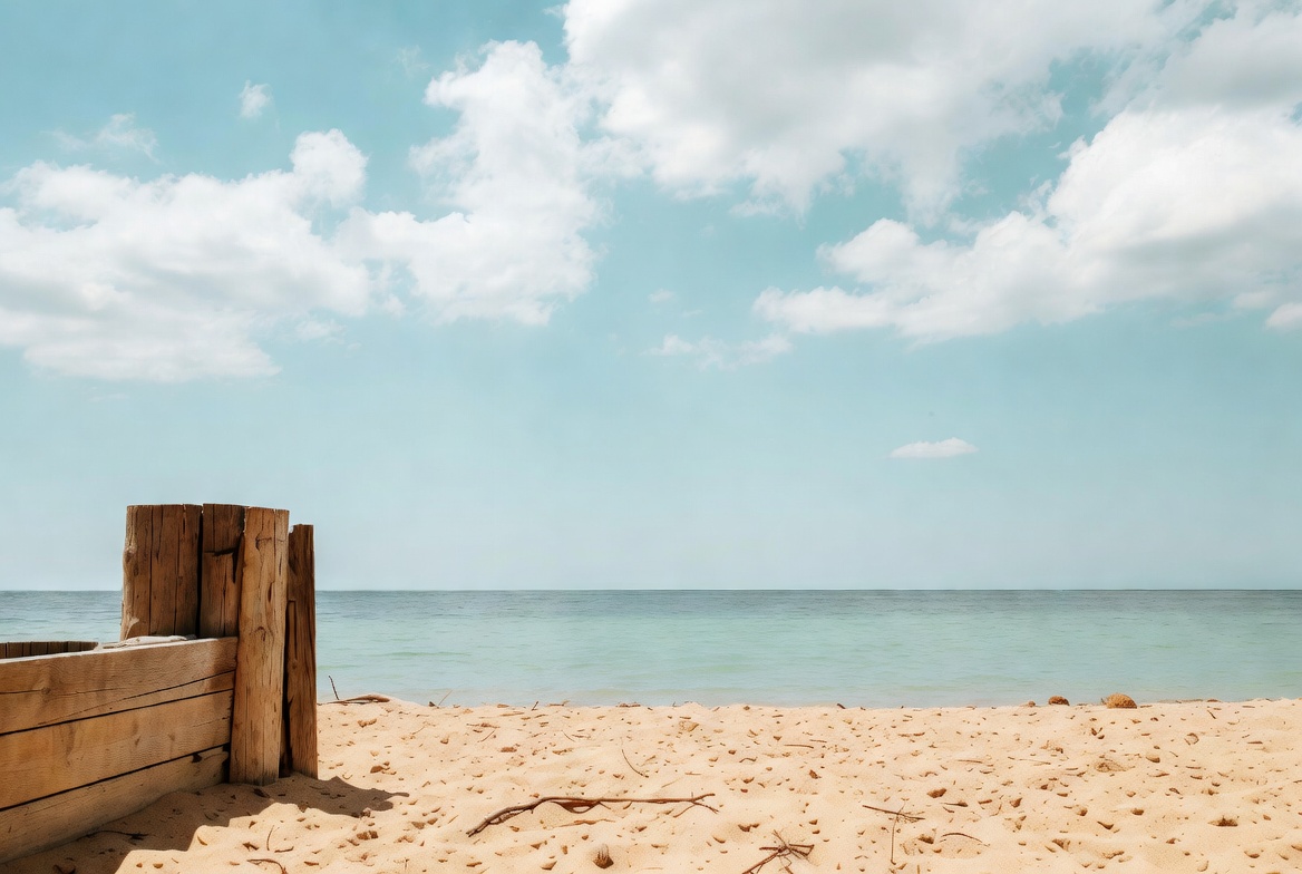 Wooden posts on tropical beach Wooden posts on tropical beach