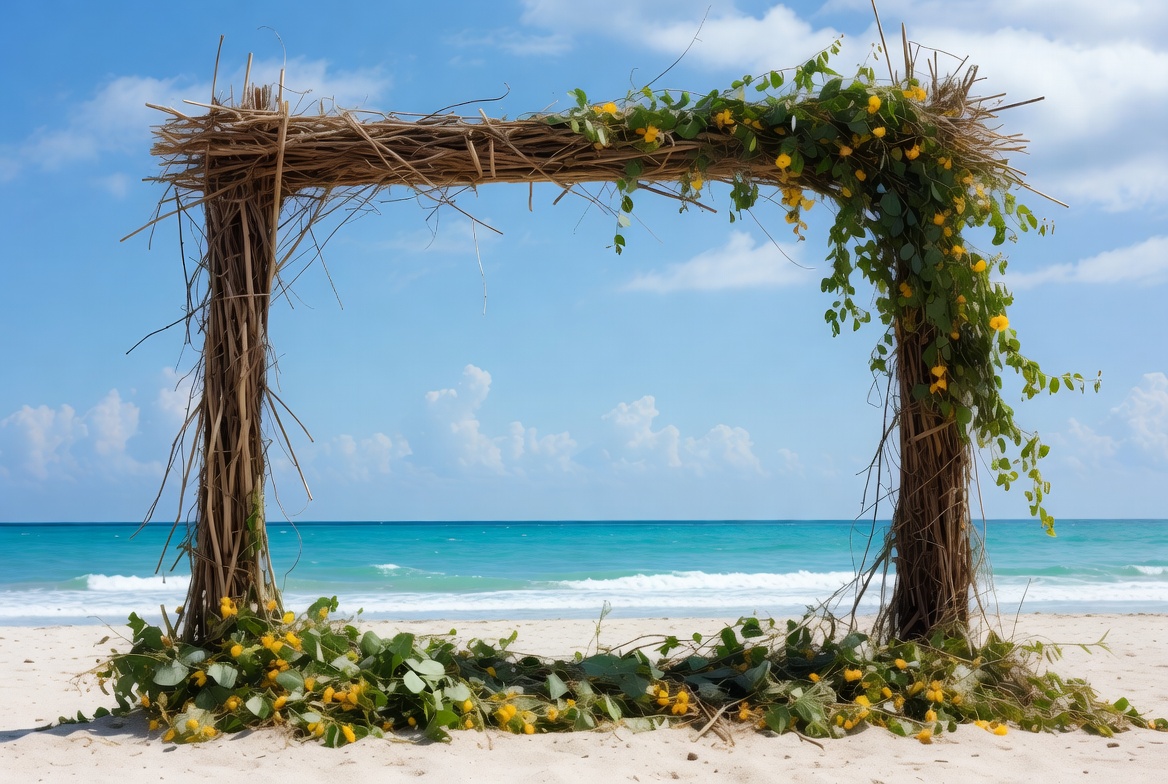 Driftwood Arch with Vines on Beach Driftwood Arch with Vines on Beach