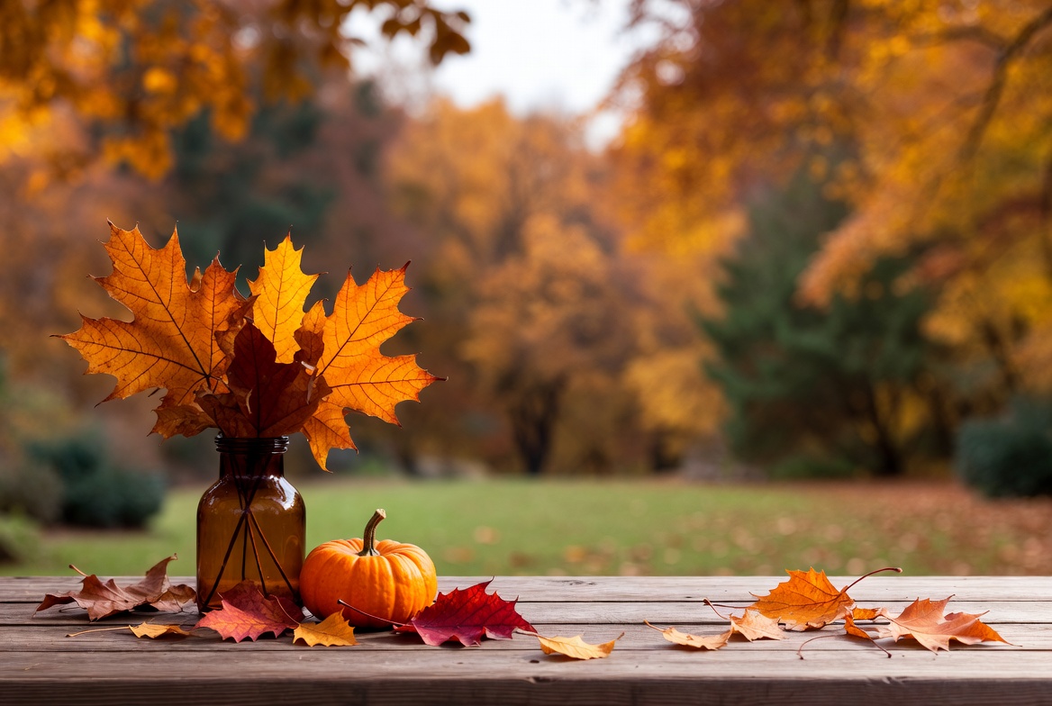 Autumn Leaves Bouquet with Pumpkin Autumn Leaves Bouquet with Pumpkin