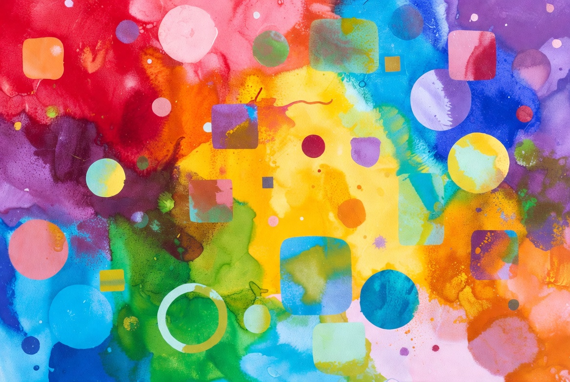 Abstract watercolor circles and squares Abstract watercolor circles and squares