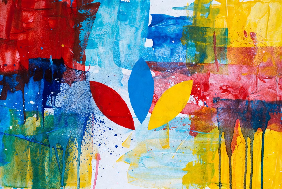 Colorful Abstract Three Leaves Painting Colorful Abstract Three Leaves Painting