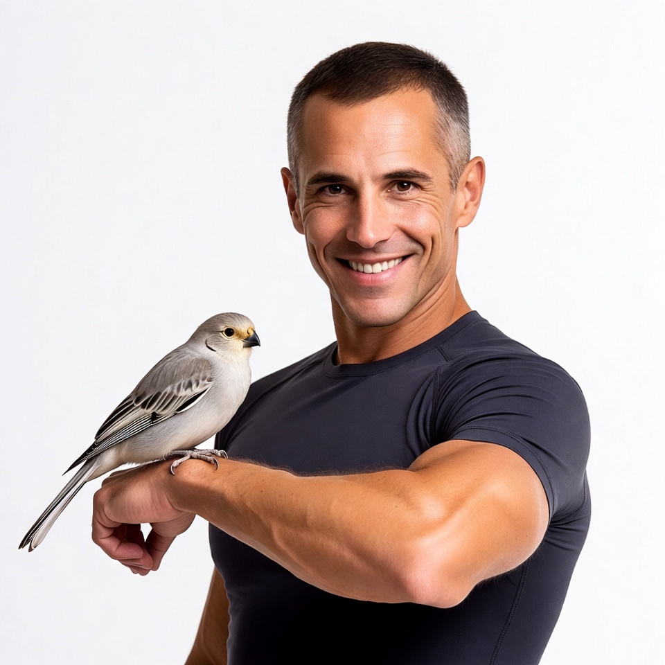 Man holding gray bird Man holding gray bird