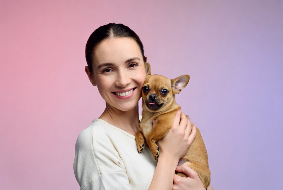 Woman holding chihuahua dog Woman holding chihuahua dog