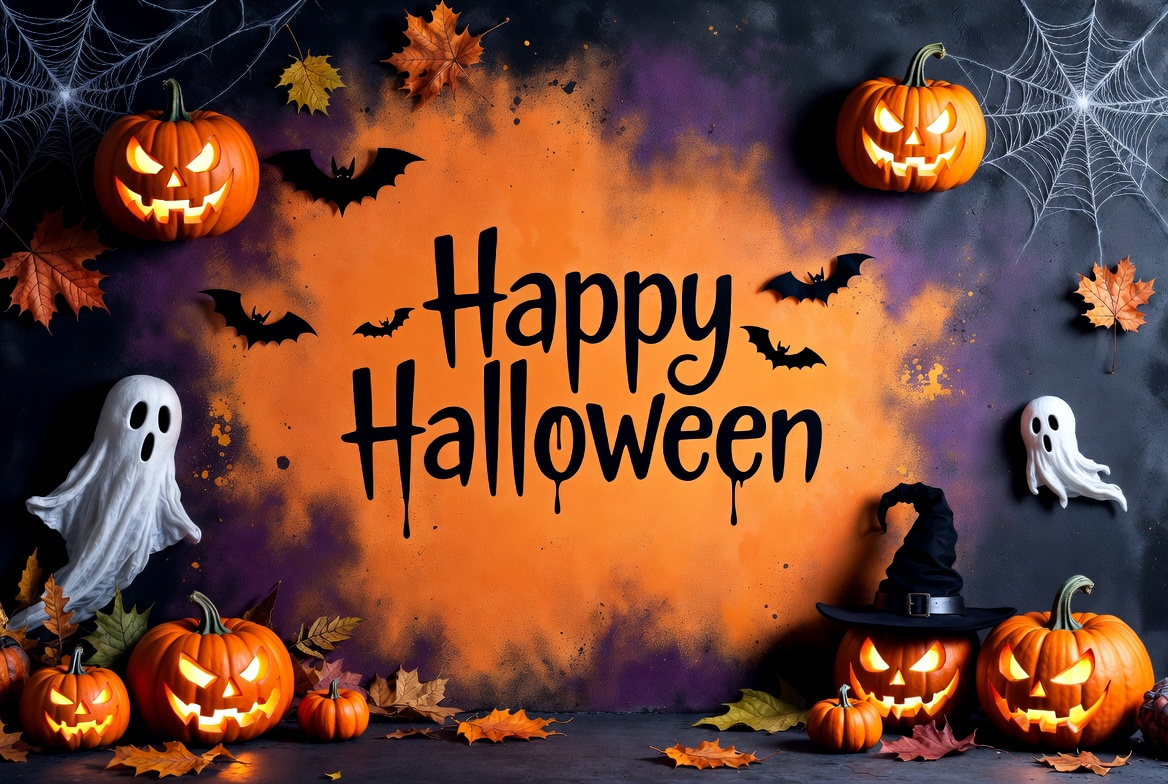 Happy Halloween Pumpkins Ghosts Bats Happy Halloween Pumpkins Ghosts Bats
