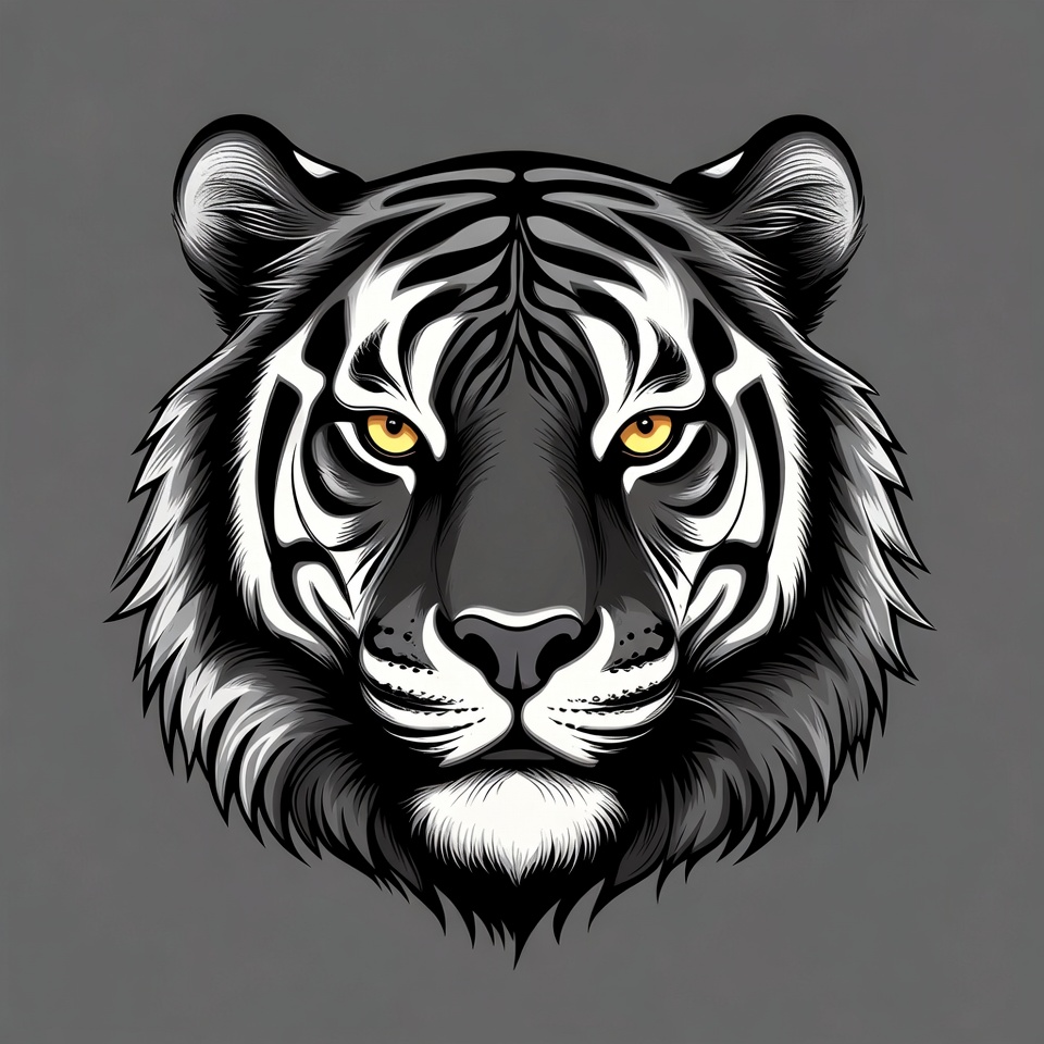 Black and White Tiger Face Black and White Tiger Face