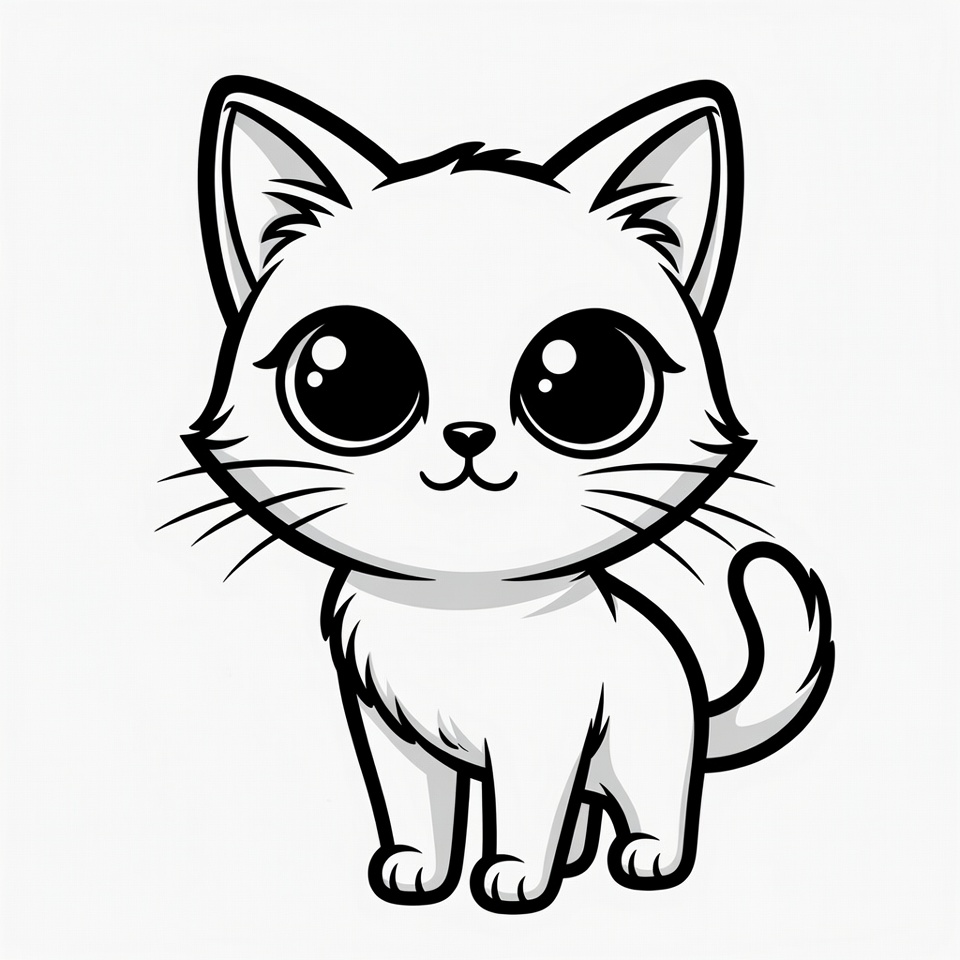 Cute kawaii kitten line art Cute kawaii kitten line art