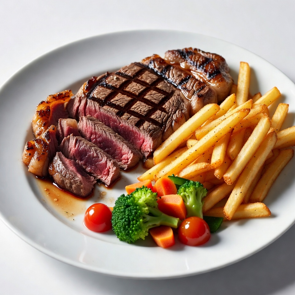 Grilled Ribeye Steak with Fries Grilled Ribeye Steak with Fries