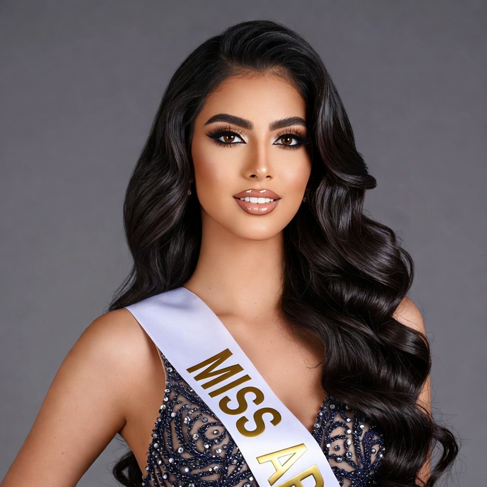 Miss Arab beauty queen with sash Miss Arab beauty queen with sash