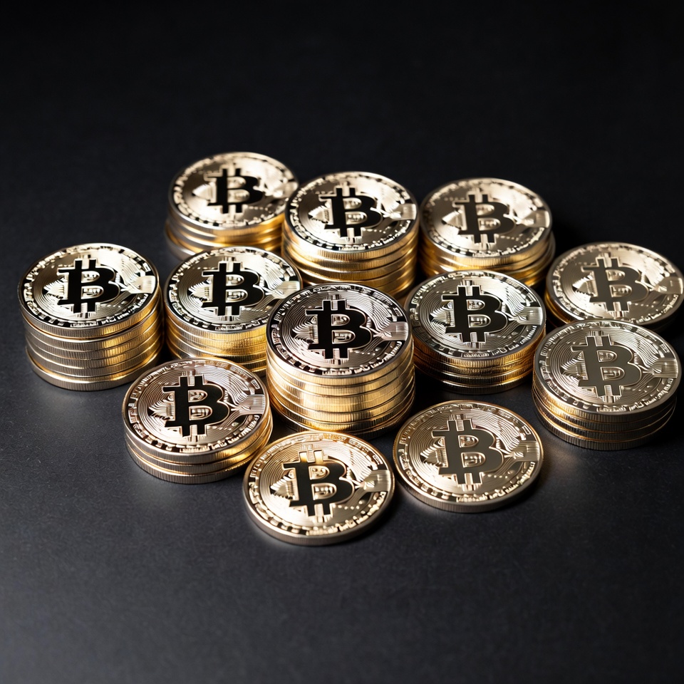 Stack of Golden Bitcoin Coins Stack of Golden Bitcoin Coins