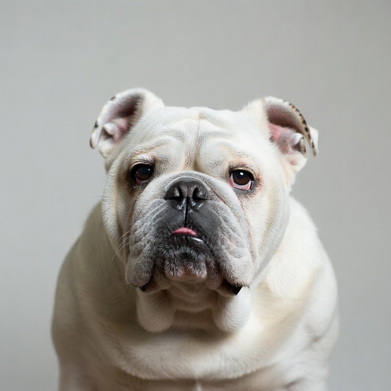White Bulldog Close-Up Portrait White Bulldog Close-Up Portrait