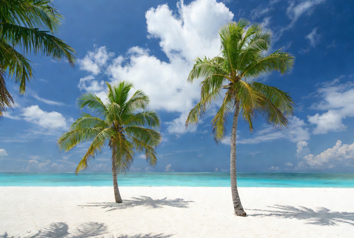 Palm Trees on White Sand Beach Palm Trees on White Sand Beach