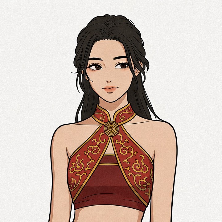 Asian woman in red qipao top Asian woman in red qipao top