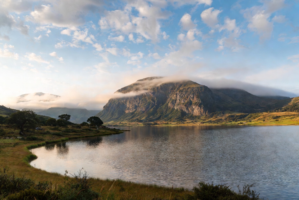 Majestic Mountain Lake with Mist Majestic Mountain Lake with Mist