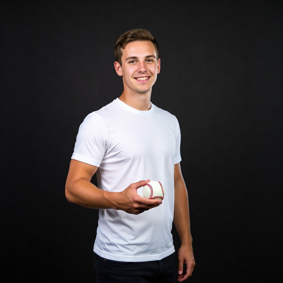 Young man holding baseball Young man holding baseball