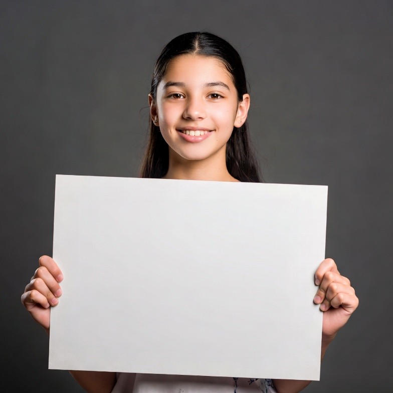 Girl holding blank sign Girl holding blank sign