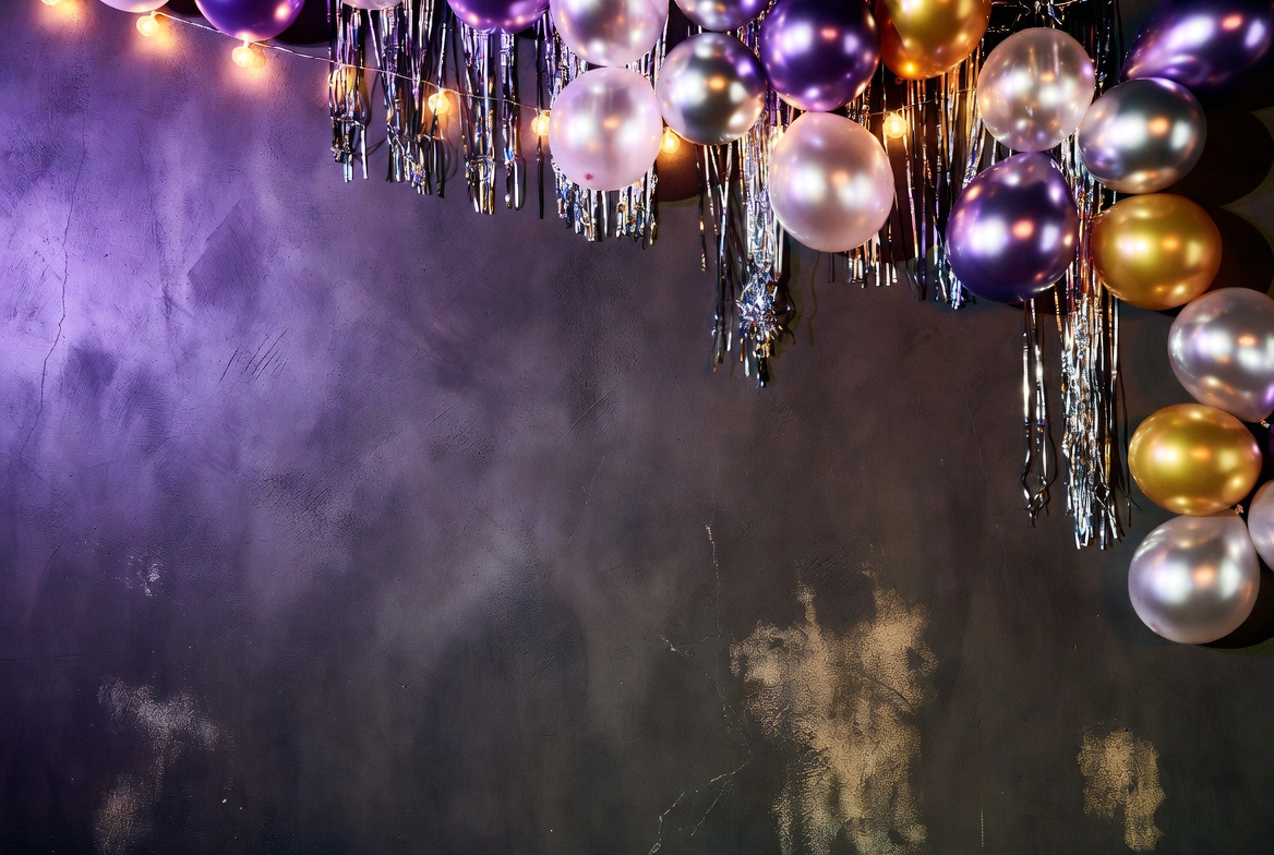 Purple and Gold Balloons with Tassels Purple and Gold Balloons with Tassels