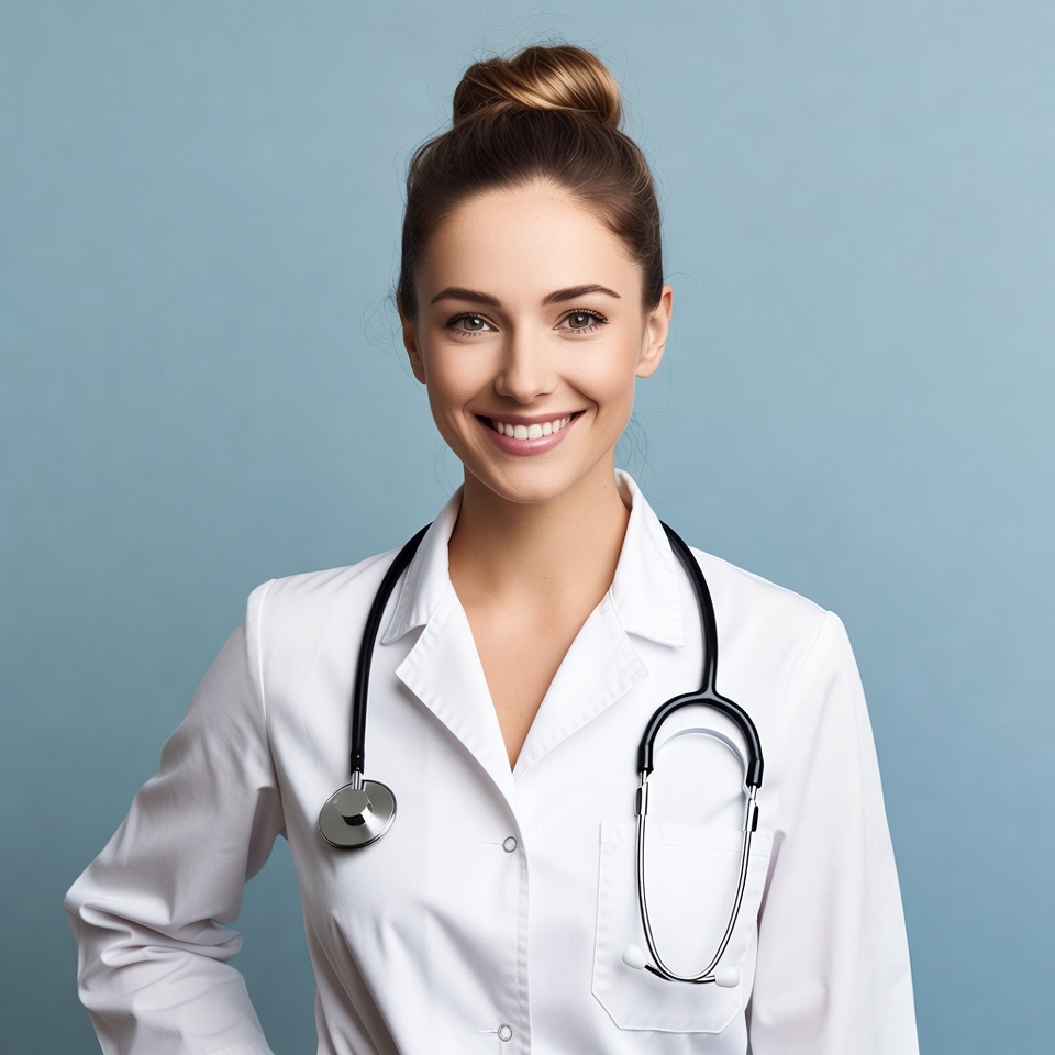Smiling woman doctor with stethoscope Smiling woman doctor with stethoscope