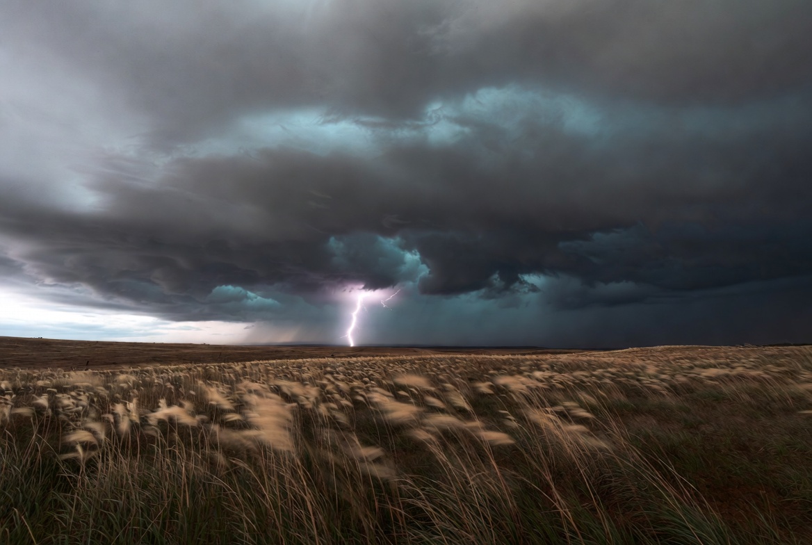 Lightning striking over wheat field Lightning striking over wheat field