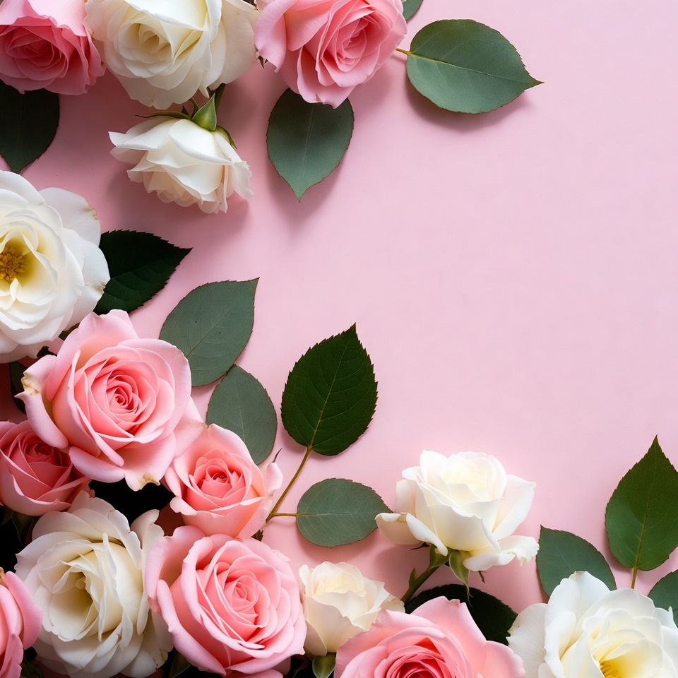 Pink and White Roses on Pink Background Pink and White Roses on Pink Background