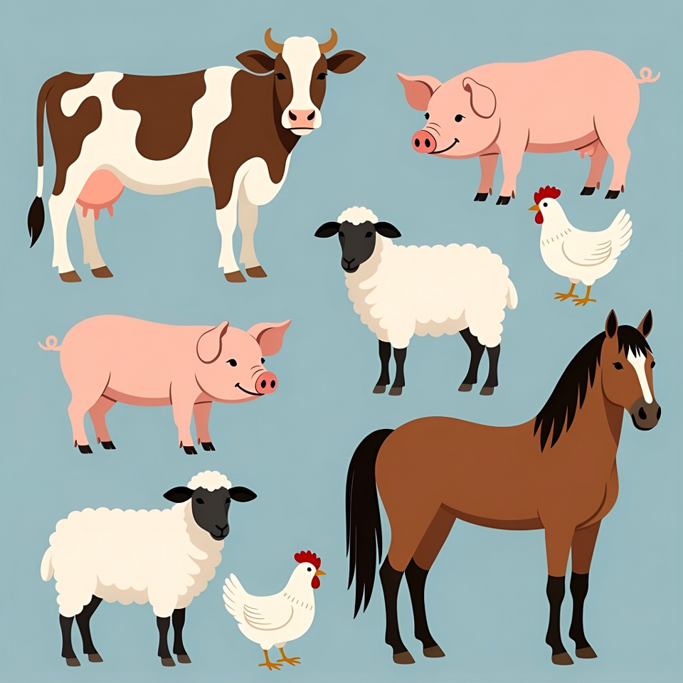 Farm Animals Clipart Illustration Farm Animals Clipart Illustration