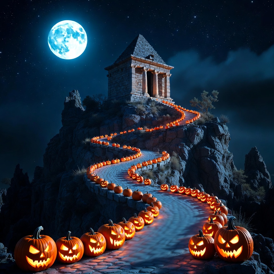 Halloween Pumpkin Path to Stone Castle Halloween Pumpkin Path to Stone Castle