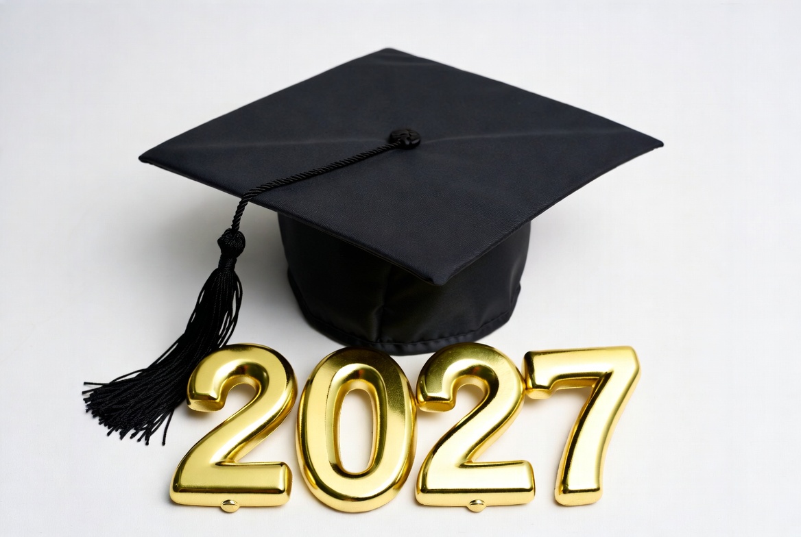 Black Graduation Cap with 2027 Gold Numbers Black Graduation Cap with 2027 Gold Numbers