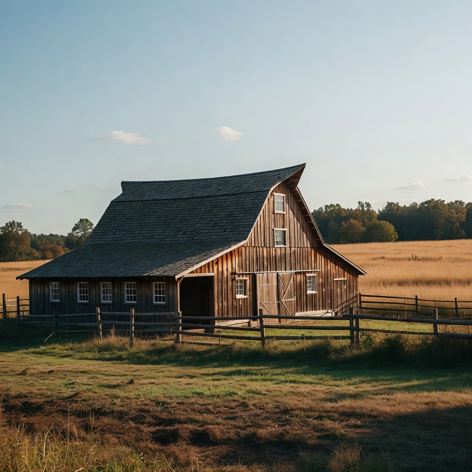 Red Barn in Autumn Field Red Barn in Autumn Field