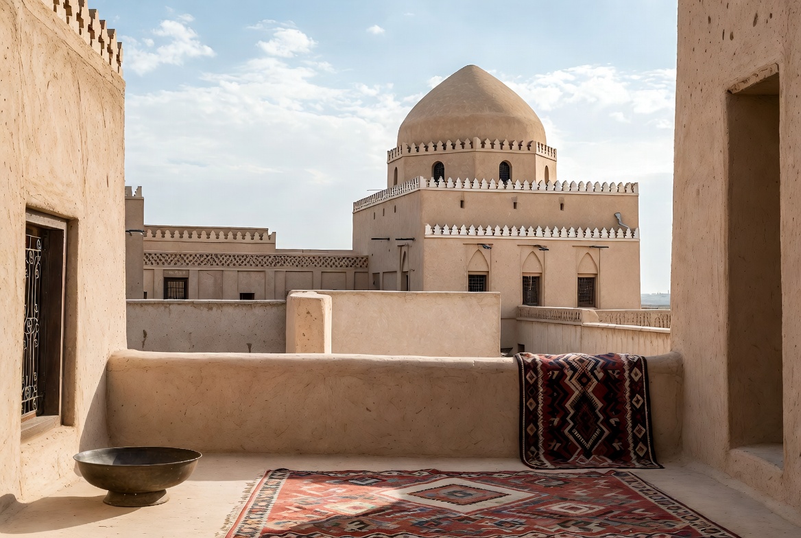 Traditional Mud-Brick Courtyard with Dome Traditional Mud-Brick Courtyard with Dome