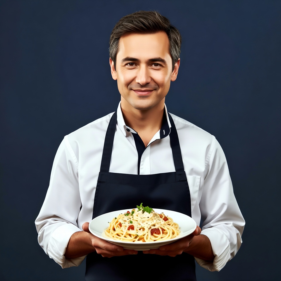 Man holding spaghetti plate Man holding spaghetti plate