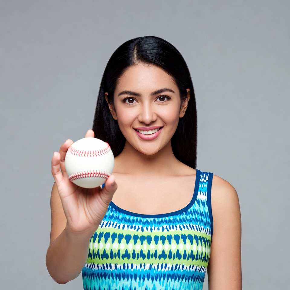 Latina woman holding baseball Latina woman holding baseball