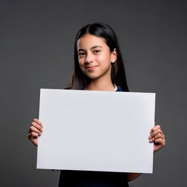 Girl holding blank sign Girl holding blank sign
