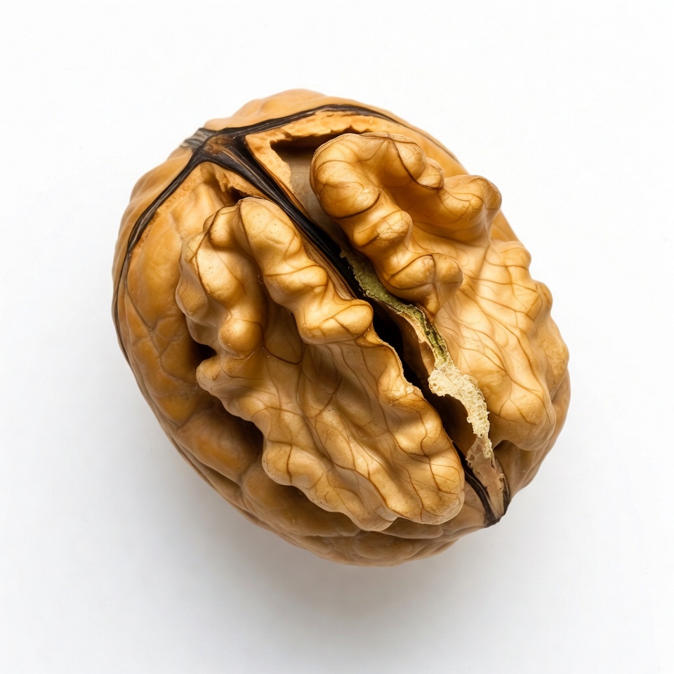 Cracked Walnut on White Background Cracked Walnut on White Background